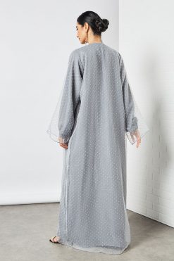bsi3486 4 Grey Organza Abaya
