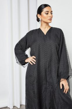 bsi3488 2 Black Organza Abaya
