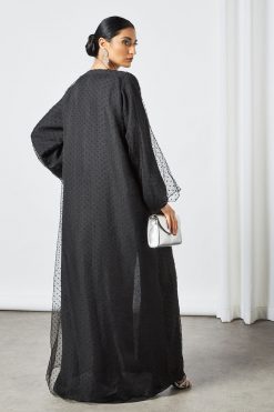 bsi3488 3 Black Organza Abaya