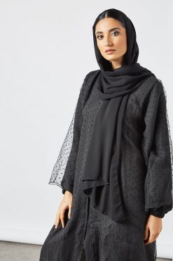 bsi3488 4 Black Organza Abaya