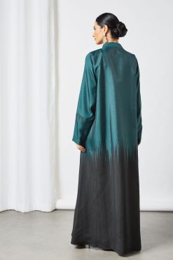 bsi3492 3 Moss Green Bisht Abaya with Inner