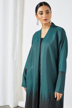 bsi3492 4 Moss Green Bisht Abaya with Inner