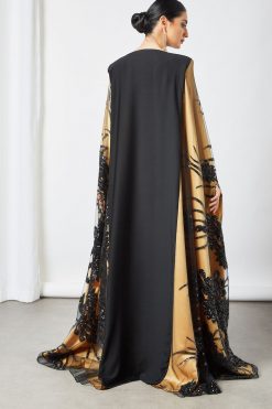 bsi3496 3 Black Sequins Embellished Kaftan Abaya