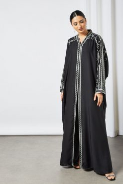 Black embroidered kaftan abaya