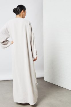 bsi3503 3 Grey Pleated Inner Abaya