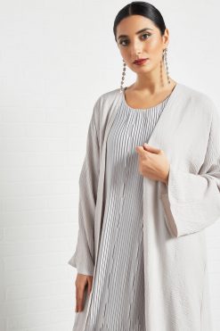 bsi3503 4 Grey Pleated Inner Abaya