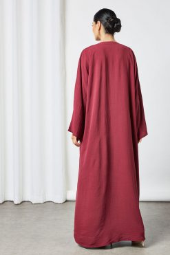 bsi3507 4 Maroon pleated inner abaya