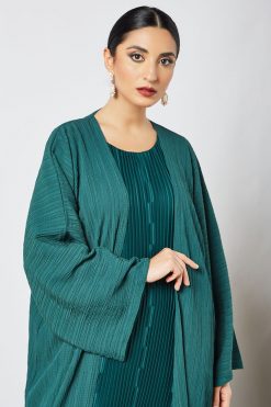 bsi3508 2 Green Pleated Inner Abaya