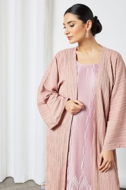 bsi3509 2 Latte pleated inner abaya