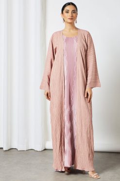 bsi3509 3 Latte pleated inner abaya