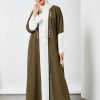 bsi3515 1 Green Beads Embellished Bisht Abaya with Inner