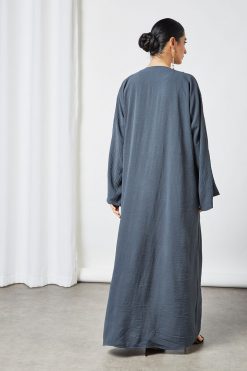 bsi3516 4 Grey Bisht Abaya with Inner