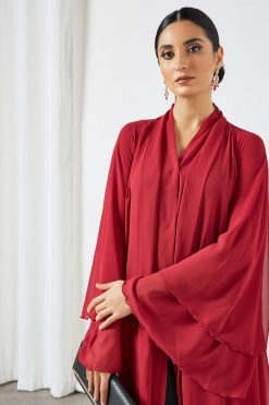 bsi3517 3 Maroon layered abaya