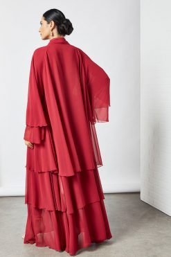 bsi3517 4 Maroon layered abaya