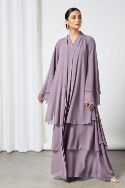 bsi3518 3 Purple layered abaya