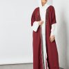 bsi3519 1 Maroon beads embellished bisht abaya with inner