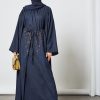bsi3521 1 Beads Embellished 3 pcs Abaya Set