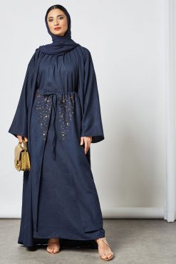 Beads Embellished 3 pcs Abaya Set