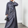 Beads Embellished Three Piece Abaya Set