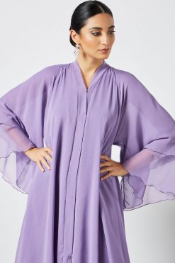 bsi3524 2 Mauve layered chiffon abaya