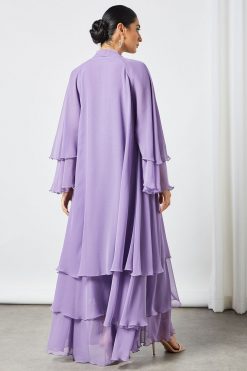 bsi3524 4 Mauve layered chiffon abaya