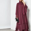 bsi3525 1 Burgundy layered chiffon abaya