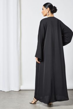 bsi3526 3 Black Beads Embellished Abaya