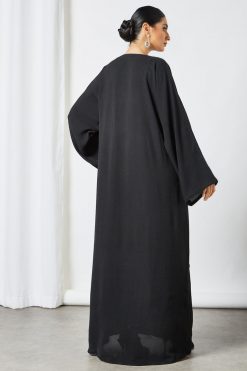 bsi3528 3 Black Beads Embellished Abaya