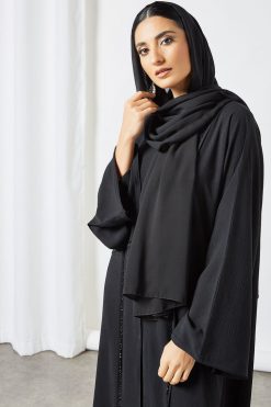 bsi3528 4 Black Beads Embellished Abaya