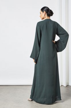 bsi3529 3 Green beads embellished bisht abaya with inner