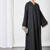 bsi3531 1 Black Lace Patched Abaya