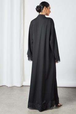 bsi3531 3 Black Lace Patched Abaya