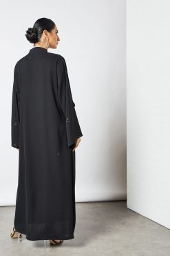 bsi3536 3 Black beads embellished abaya