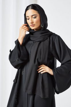 bsi3536 4 Black beads embellished abaya