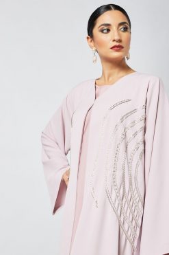 bsi3540 4 Pink beads embellished abaya