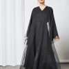 bsi3541 1 Black organza overall embellished abaya