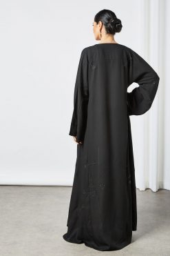 bsi3542 3 Black Beads embellished abaya