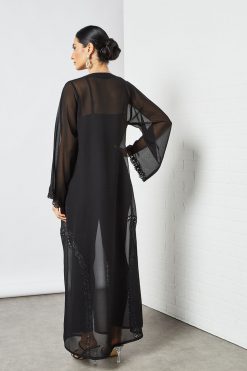 bsi3543 3 Black Lace Embellished Abaya