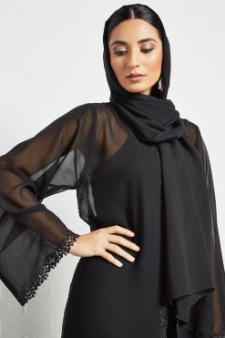 bsi3543 4 Black Lace Embellished Abaya