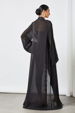 bsi3548 3 Black lace embellished abaya