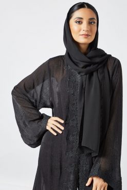 bsi3548 4 Black lace embellished abaya