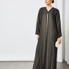 bsi3549 1 Black organza beads embellished bisht abaya