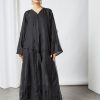 Black organza beads embellished bisht abaya