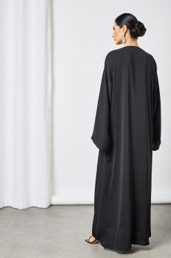 bsi3534 3 Black beads embellished abaya