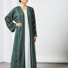 bsi3535 1 Green embroidered Bisht abaya with inner