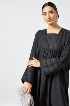 bsi3539 4 Black embroidered kaftan abaya