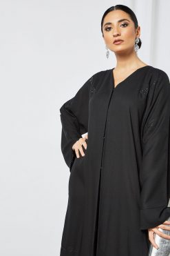 bsi3542 2 Black Beads embellished abaya