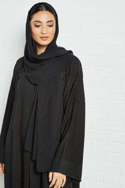 bsi3542 4 Black Beads embellished abaya