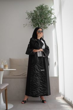 NAVY 000010 3 scaled Black & Silver Abaya