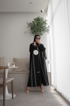 Black Abaya with Embroidery 7 NAVY 000012 4 scaled Black Abaya with Embroidery
